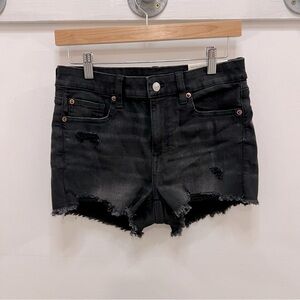American Eagle hi rise shortie distressed black cut off Jean shorts